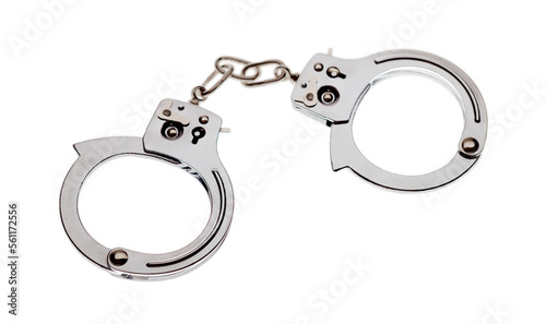 Classic steel handcuffs, concept law photo
