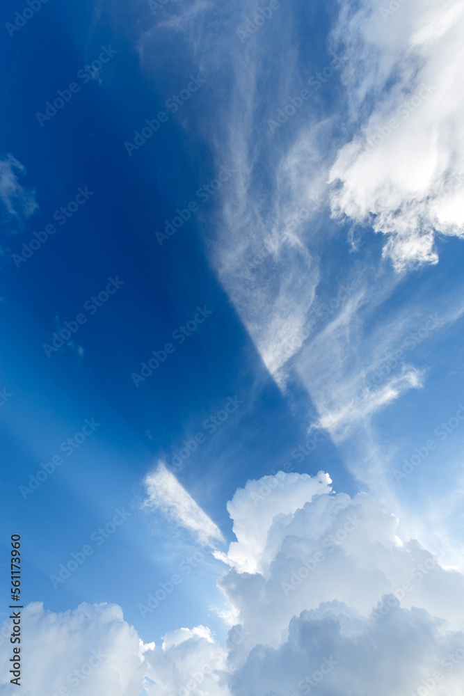 blue sky and fluffy white clouds
