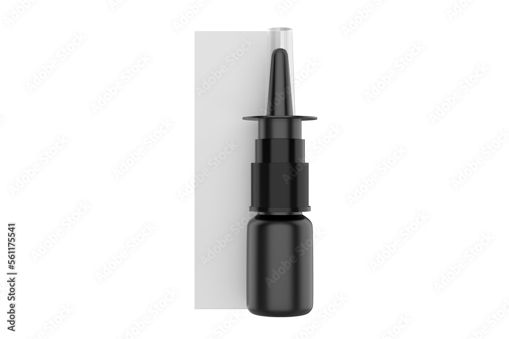 Matte Nasal Spray Bottle Mockup Isolated On White Background. 3d illustration Matte Nasal Spray Bottle Mockup Isolated On White Background. 3d illustration