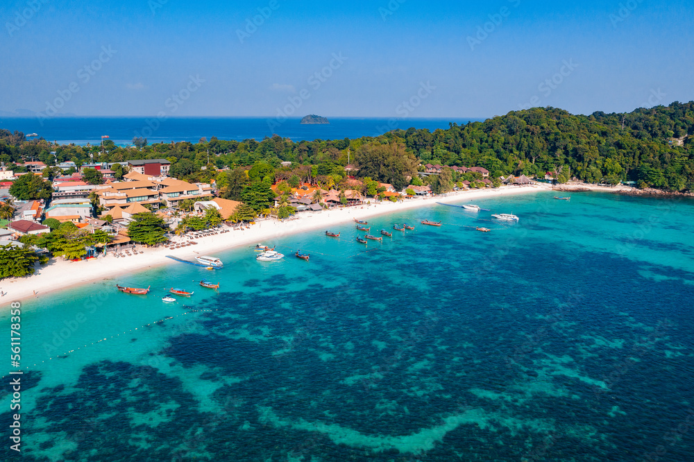 Aerial view of Pattaya Beach in Koh Lipe, Satun, Thailand Aerial view of Pattaya Beach in Koh Lipe, Satun, Thailand