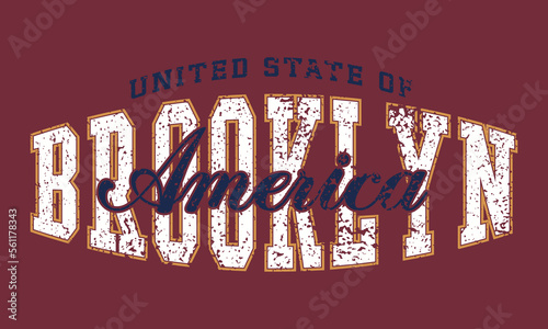 Vintage college varsity Brooklyn state slogan print with emblem illustration for graphic tee t shirt or sweatshirt - Vector photo