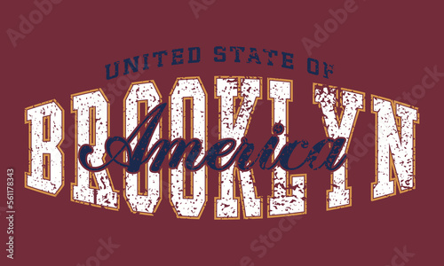 Vintage college varsity Brooklyn state slogan print with emblem illustration for graphic tee t shirt or sweatshirt - Vector