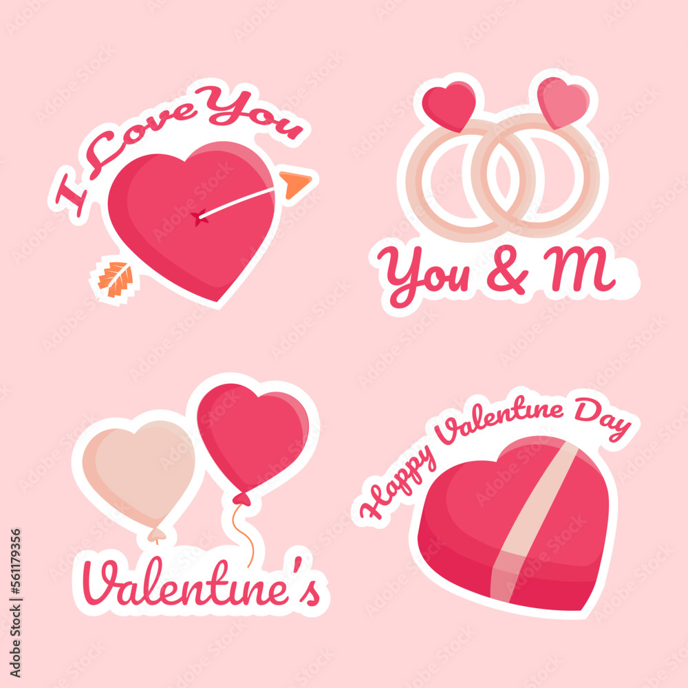 Valentine element sticker illustration design with text Valentine element sticker illustration design with text