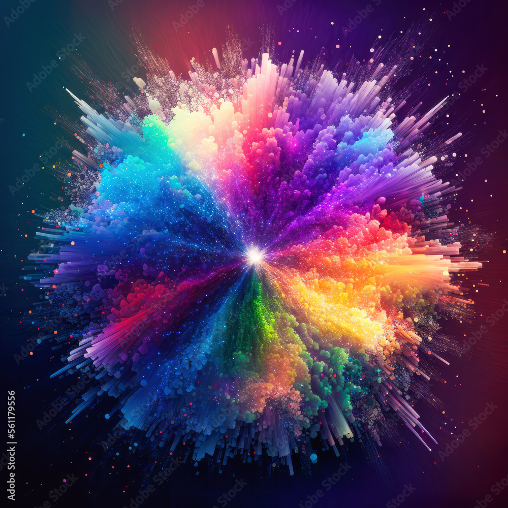 Rainbow Colors Explosion Background. Created with Generative AI Technology Rainbow Colors Explosion Background. Created with Generative AI Technology
