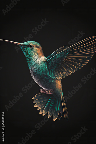 hummingbird, dark, colourful, AI