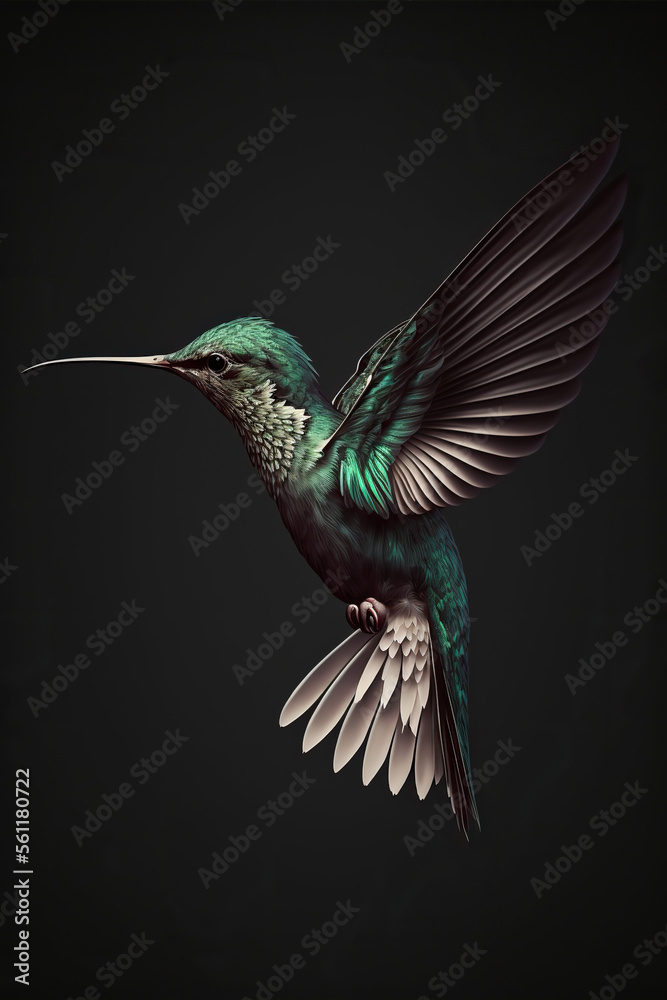 Obraz premium hummingbird, dark, colourful, AI
