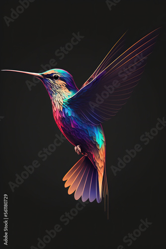 hummingbird, dark, colourful, AI
