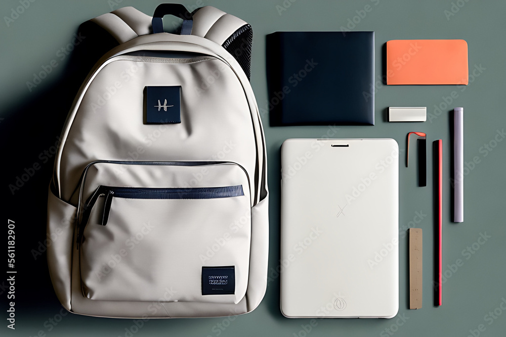 back-to-school bag with supplies concept art Generative AI