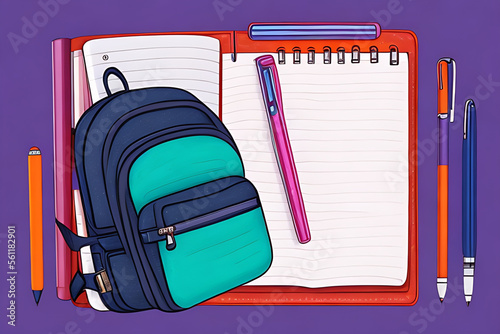 Obraz na płótnie back-to-school bag with notebook concept art Generative AI w salonie