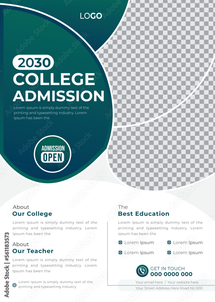 Obraz premium School College Admission Promotional Education Flyer Editable Template