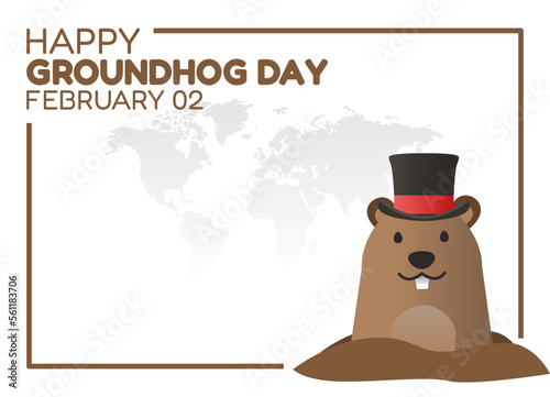 vector graphic of happy groundhog day good for groundhog day celebration. flat design. flyer design.flat illustration.