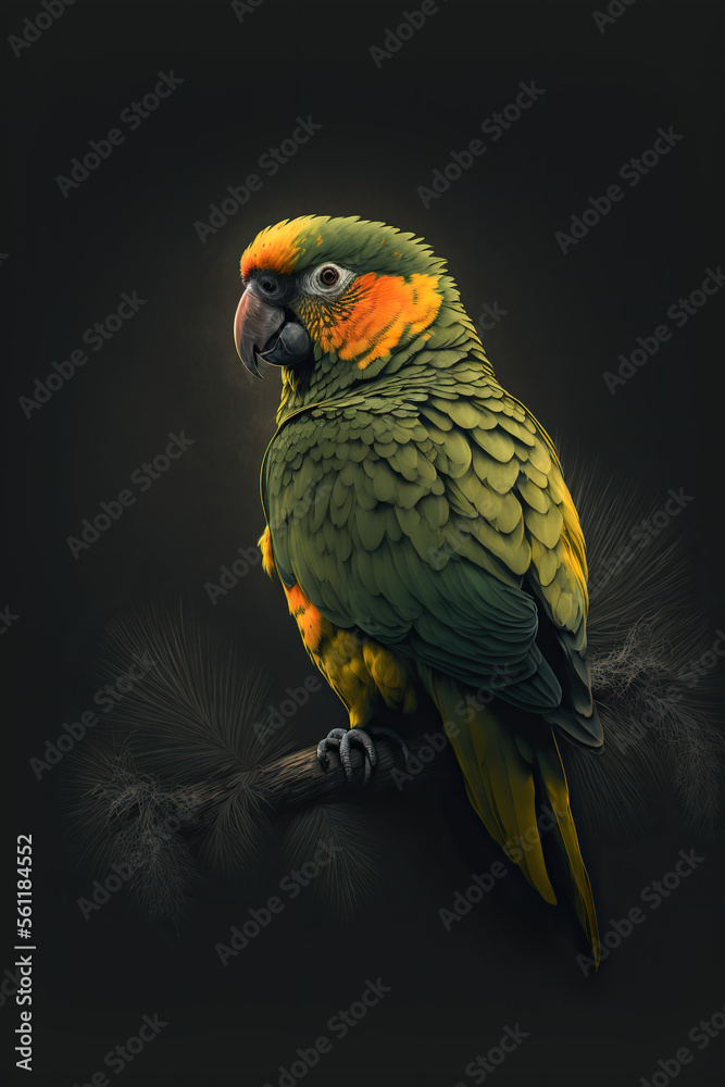 Obraz premium parrot, dark, ai