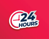 24 hours everyday service concept sticker with clock sign