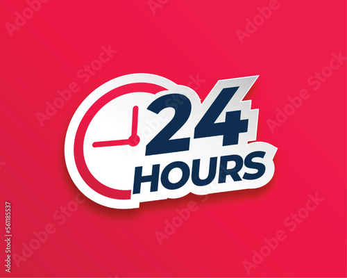 24 hours everyday service concept sticker with clock sign photo