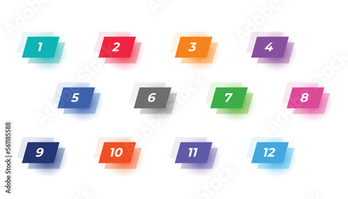 isolated bullet points symbol from one to twelve