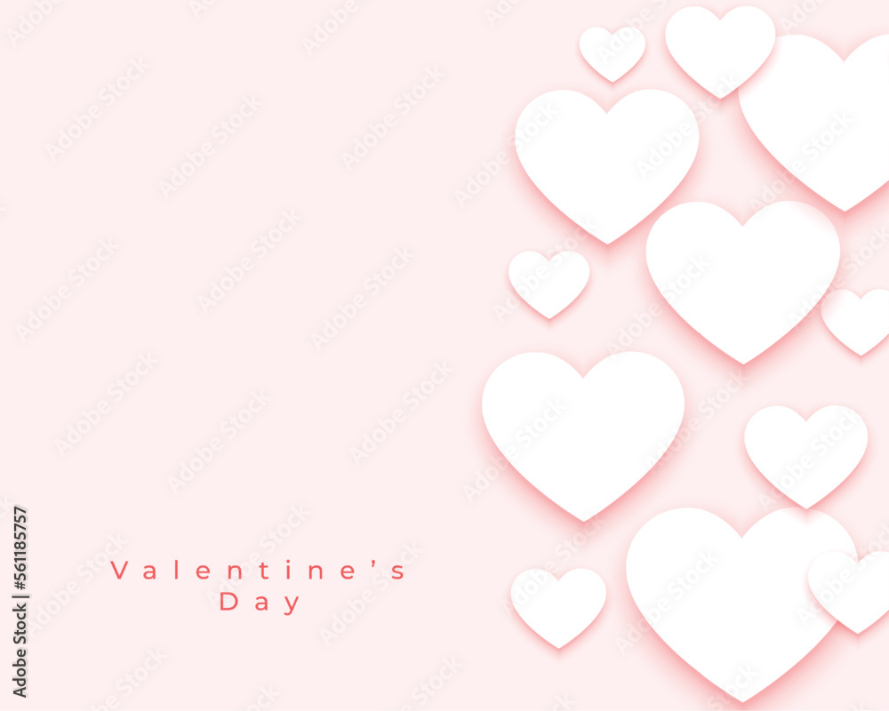 simple white hearts on soft pink valentines day background