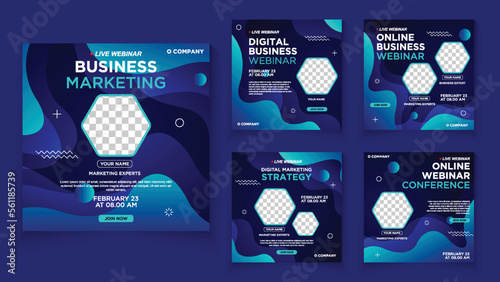 Webinar social media post template collection. Modern social media post bundle vector, Design editable template for social media posts