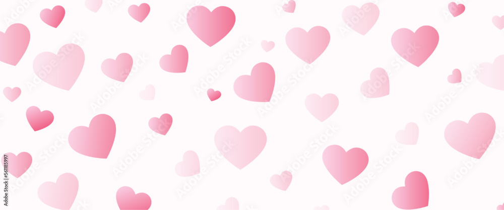 romantic love hearts pattern banner for valentines day media posts