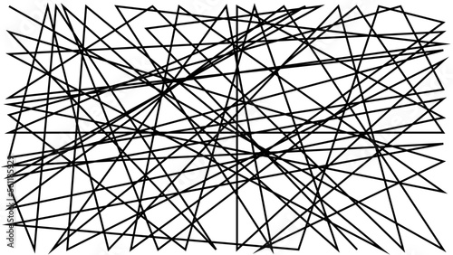 Vector asymmetrical texture with random chaotic lines, abstract geometric pattern. black and white vector 