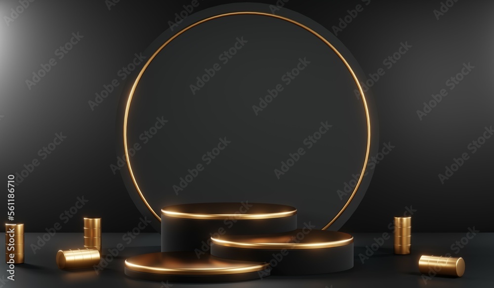 3D rendering of black podium background for black friday product on podium 3D rendering of black podium background for black friday product on podium