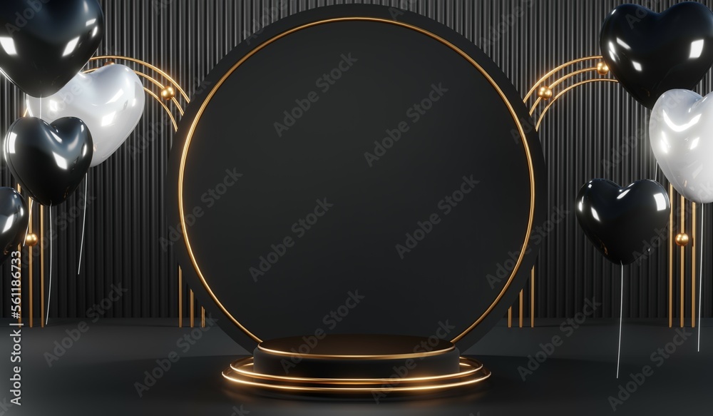 3D rendering of black podium background for black friday product on podium 3D rendering of black podium background for black friday product on podium