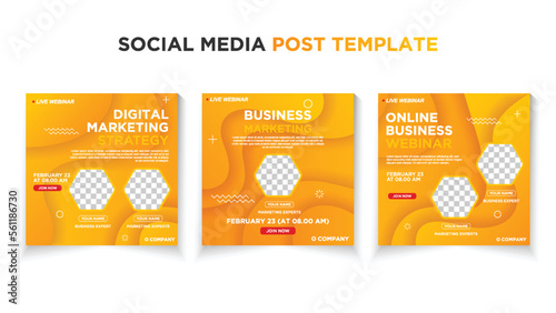 Webinar social media post template collection. Modern social media post bundle vector, Design editable template for social media posts, banners, flyers, and website.