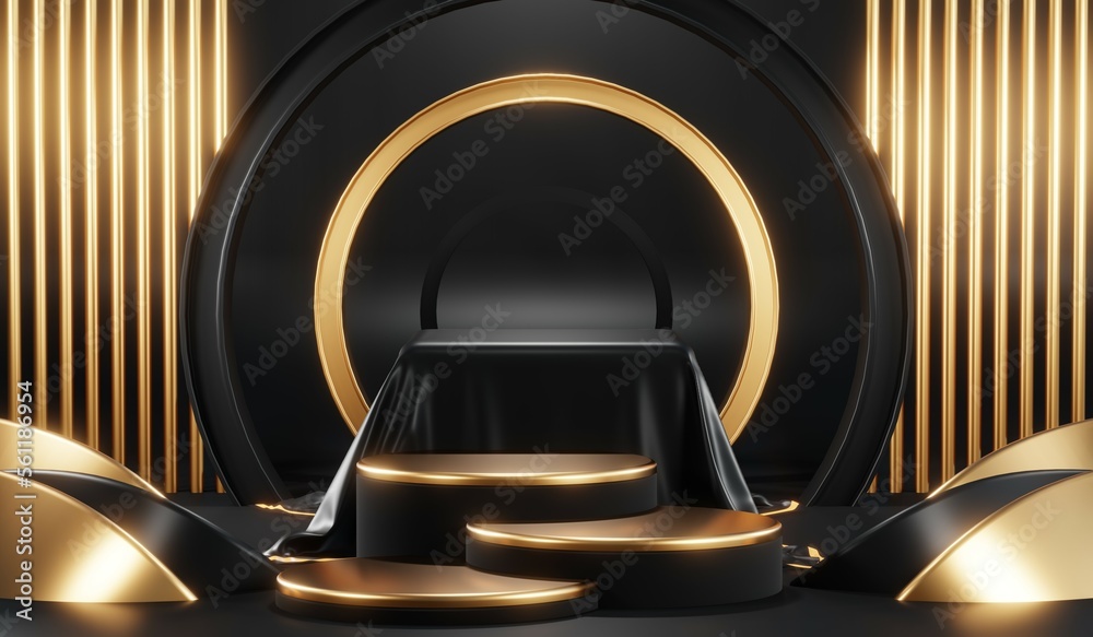 3D rendering of black podium background for black friday product on podium 3D rendering of black podium background for black friday product on podium