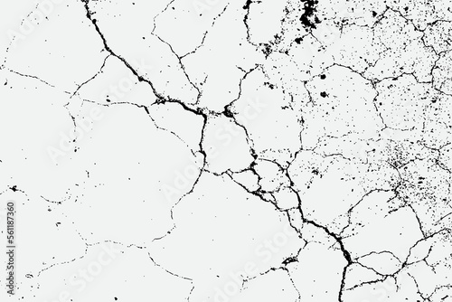 Texture of arid ground cracks and splashes of stains, black and white texture background EPS vector