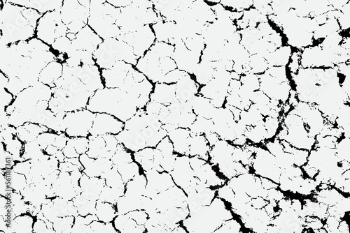 Texture of arid ground cracks and splashes of stains, black and white texture background EPS vector