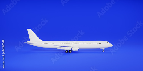Wallpaper Mural view side Airplane on blue background. 3d rendering Torontodigital.ca