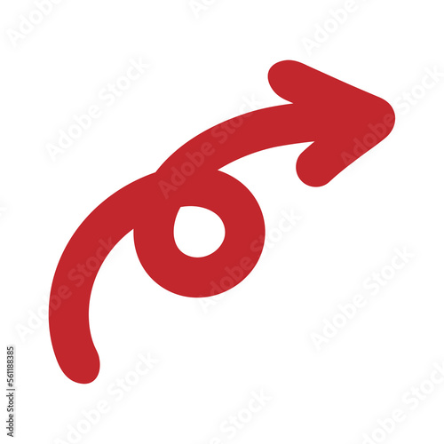 手書きのくるっと矢印　赤