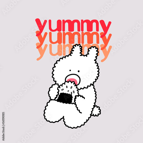 rabbit ate sushi yummy bunny is happy  card rabbit logo poster bunny