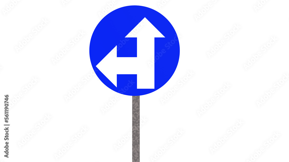road sign vector for website symbol. Mandatory straight or left turn ahead, traffic lane route road sign vector for website symbol. Mandatory straight or left turn ahead, traffic lane route