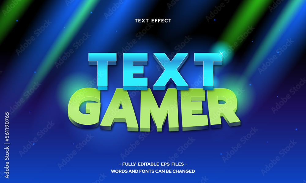 Vector gamer 3d editable text effect