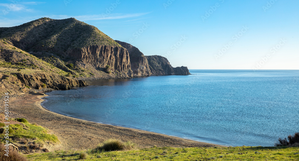 Almeria province in Spain,  Cabo de gata, playa de la Isleta