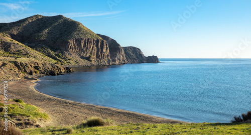 Almeria province in Spain,  Cabo de gata, playa de la Isleta photo