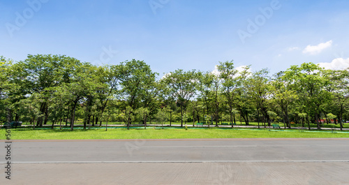 Empty highway-country road and beautiful sky in green park