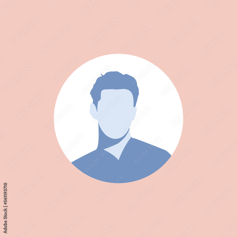 Round profile image of male avatar for social networks with half circle. Fashion vector. Bright vector illustration in trendy style. Round profile image of male avatar for social networks with half circle. Fashion vector. Bright vector illustration in trendy style.