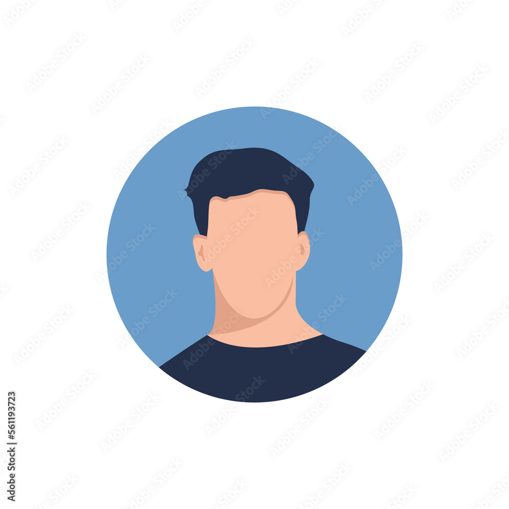 Round profile image of male avatar for social networks with half circle. Fashion vector. Bright vector illustration in trendy style.