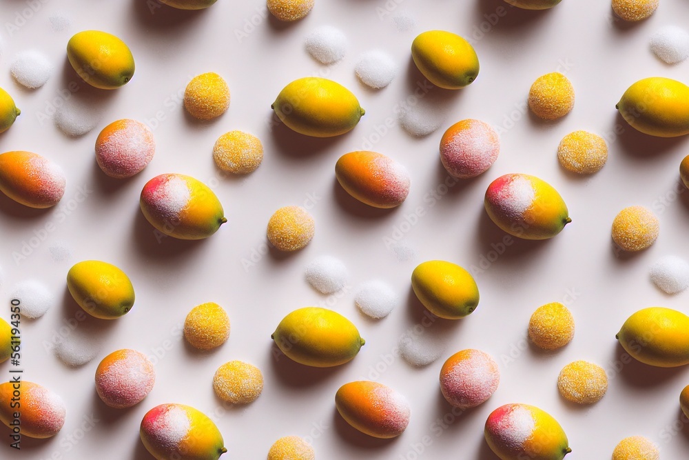 砂糖がかかったマンゴーのパターンイラスト Generative AI