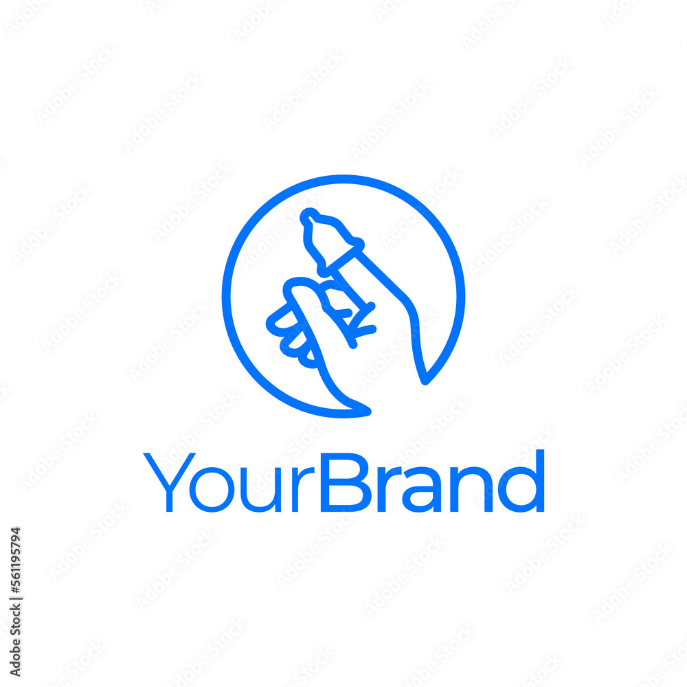 minimal condom hand line design logo template minimal condom hand line design logo template