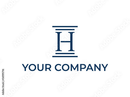 Initial letter H for Law firm logo icon vector design. Universal legal, lawyer, justice scales, line art style logo design inspiration