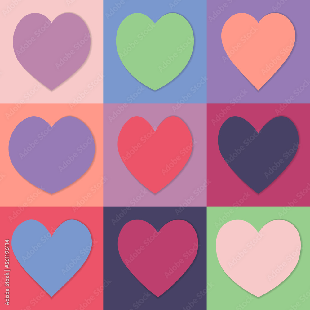 set hearts love shape icon collections in pastel color vector illustrations EPS10 for background
