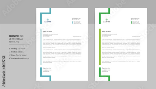 Creative letterhead format template, business style letterhead design template. Company letterhead template designs. Letterhead, flyer template.