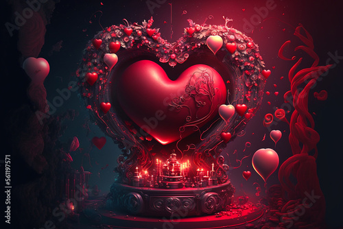 Valentine's Day celebration. Valentine Theme. Valentine Heart Decoration. Generative AI