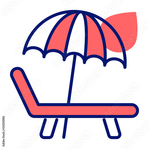 Umbrella with bed denoting icon of sunbed, beach bed vector