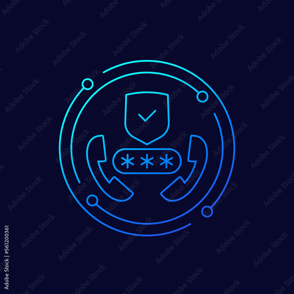 Encrypt phone calls icon, linear design Encrypt phone calls icon, linear design