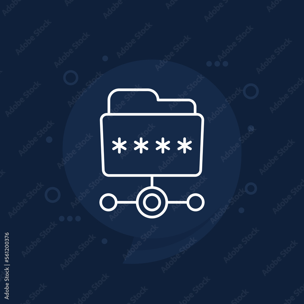 folder with password line icon, vector folder with password line icon, vector