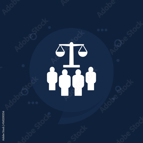 class action icon, collective legal case vector