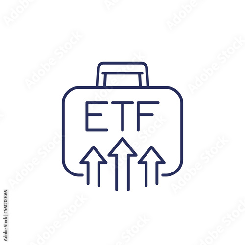 ETF portfolio growth line icon, exchange traded funds